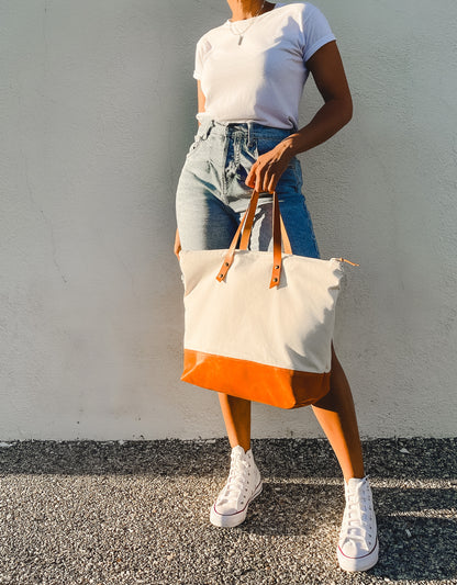 Canvas+Leather Tote (PDF Pattern)