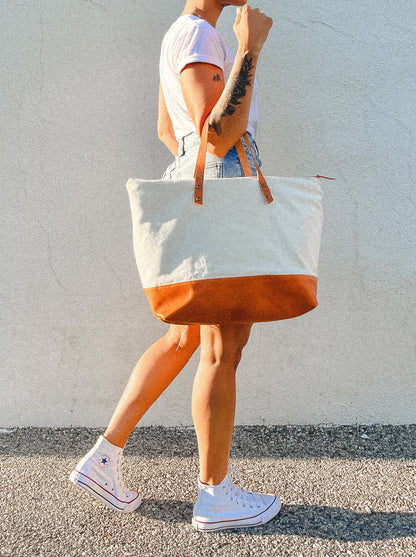 Canvas+Leather Tote (PDF Pattern)
